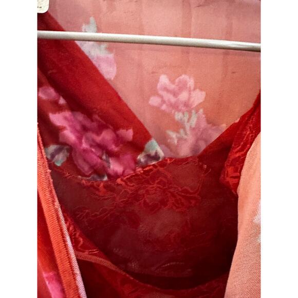 NWT Free People Intimately Red Floral Bodysuit Sz S - Picture 8 of 12